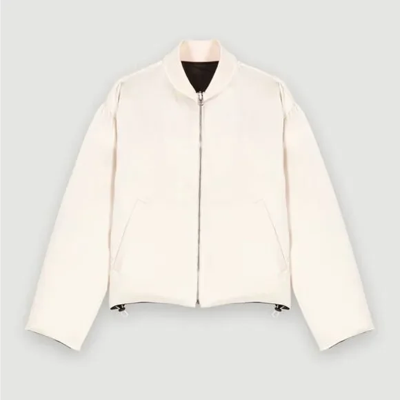 Maje beladone reversible bomber Jacket black/cream NWT SIZE 40- us 8 - Picture 4 of 12